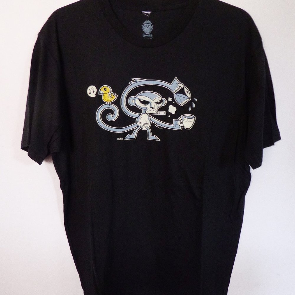 MUNKY KING BRAND JOE LEDBETTER MORNING MONKEY MENS BLACK T-SHIRT (SIZE L) NEW